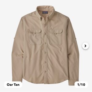 Patagonia Long-Sleeved Self-Guided UPF Hike Shirt - L - Oar Tan